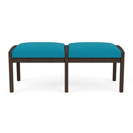 Lesro Lenox Wood 2 Seat Bench Wood Frame, Mocha, OH Waterfall Upholstery LW2001